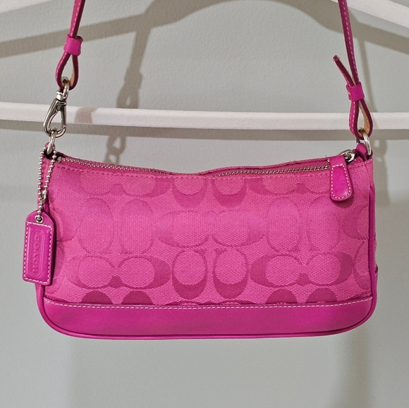 Vintage Coach Hamptons Demi Shoulder Bag Baguette Clutch (Pink) # 6094 - Picture 8 of 13